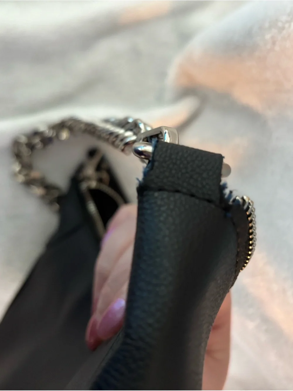Steve Madden Black Shoulder Bag with Silver Chain